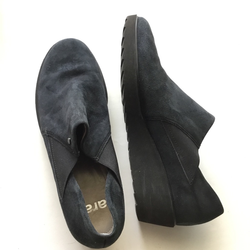 Ara soft suede black slip on loafers